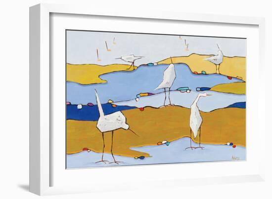 Marsh Egrets VI Dark Sand-Phyllis Adams-Framed Art Print