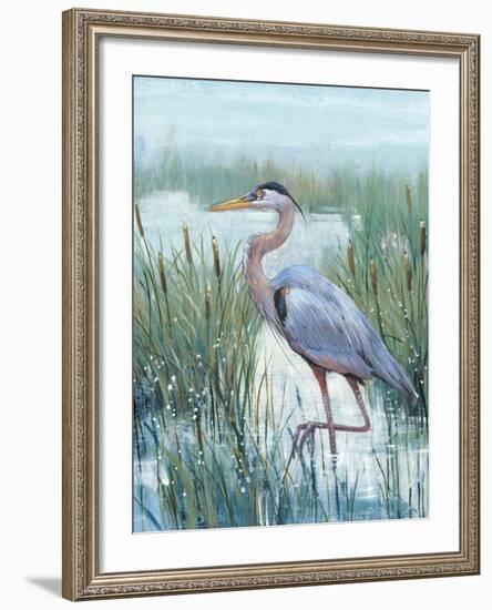 Marsh Heron II-Tim O'toole-Framed Art Print