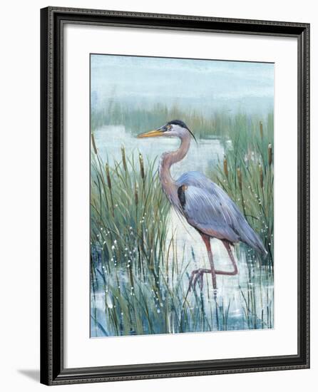 Marsh Heron II-Tim O'toole-Framed Art Print