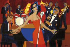 Jazz Orchestra in Blue-Marsha Hammel-Giclee Print