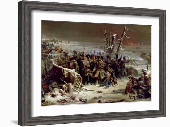 Marshal Ney Supporting the Rear Guard During the Retreat from Moscow, 1856-Adolphe Yvon-Framed Giclee Print