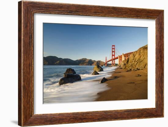 Marshall Beach, San Francisco, California, USA: Seascape Together With The Golden Gate Bridge-Axel Brunst-Framed Photographic Print