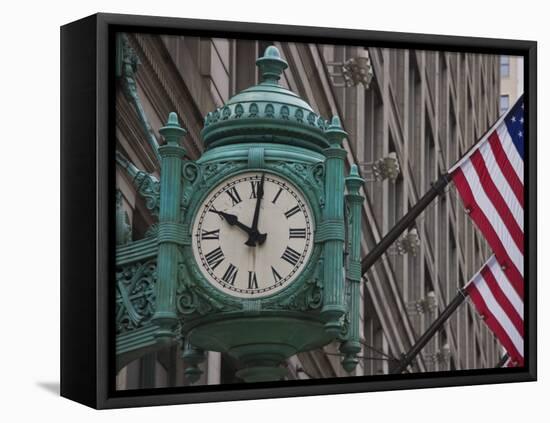 Marshall Field Building Clock, Now Macy's Department Store, Chicago, Illinois, USA-Amanda Hall-Framed Premier Image Canvas