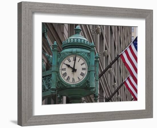 Marshall Field Building Clock, Now Macy's Department Store, Chicago, Illinois, USA-Amanda Hall-Framed Photographic Print