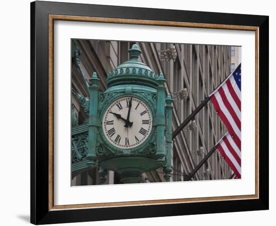 Marshall Field Building Clock, Now Macy's Department Store, Chicago, Illinois, USA-Amanda Hall-Framed Photographic Print