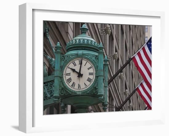 Marshall Field Building Clock, Now Macy's Department Store, Chicago, Illinois, USA-Amanda Hall-Framed Photographic Print