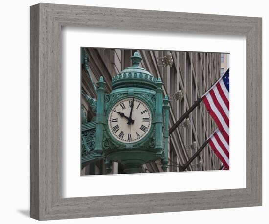 Marshall Field Building Clock, Now Macy's Department Store, Chicago, Illinois, USA-Amanda Hall-Framed Photographic Print