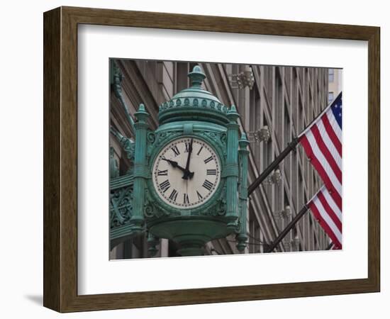 Marshall Field Building Clock, Now Macy's Department Store, Chicago, Illinois, USA-Amanda Hall-Framed Photographic Print