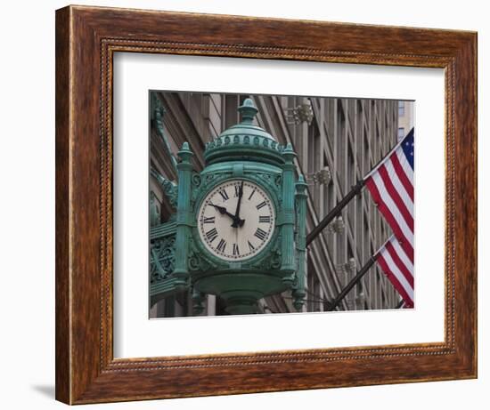 Marshall Field Building Clock, Now Macy's Department Store, Chicago, Illinois, USA-Amanda Hall-Framed Photographic Print