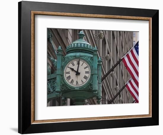 Marshall Field Building Clock, Now Macy's Department Store, Chicago, Illinois, USA-Amanda Hall-Framed Photographic Print