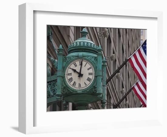 Marshall Field Building Clock, Now Macy's Department Store, Chicago, Illinois, USA-Amanda Hall-Framed Photographic Print