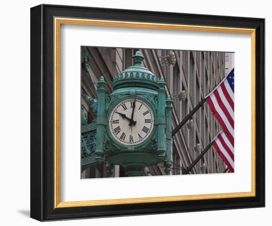 Marshall Field Building Clock, Now Macy's Department Store, Chicago, Illinois, USA-Amanda Hall-Framed Photographic Print