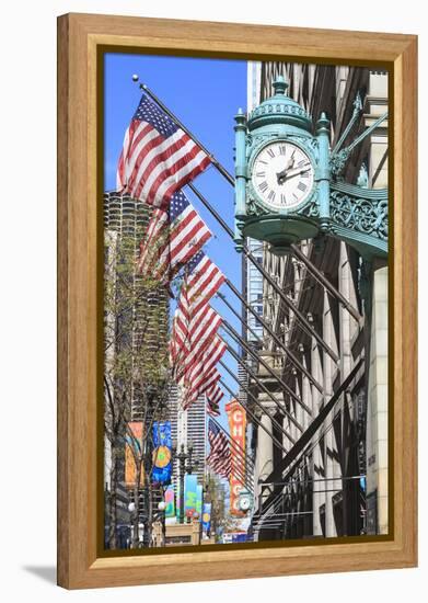 Marshall Field Building Clock, State Street, Chicago, Illinois, United States of America-Amanda Hall-Framed Premier Image Canvas