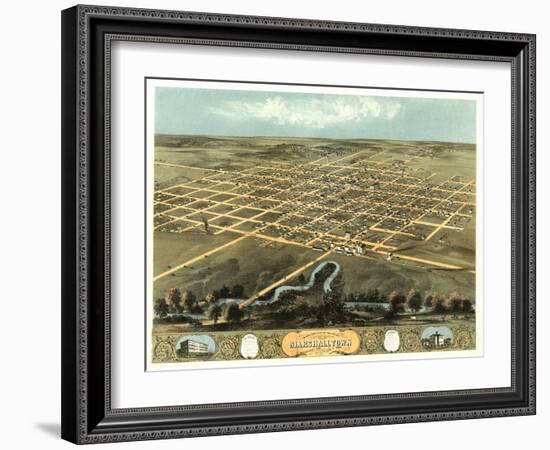 Marshalltown, Iowa - Panoramic Map-Lantern Press-Framed Art Print
