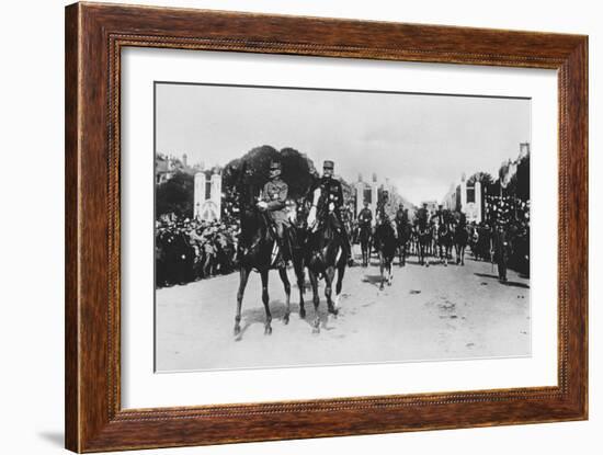 Marshals Foch and Joffre During the Grand Victory Parade, Paris, France, 14 July 1919-null-Framed Giclee Print