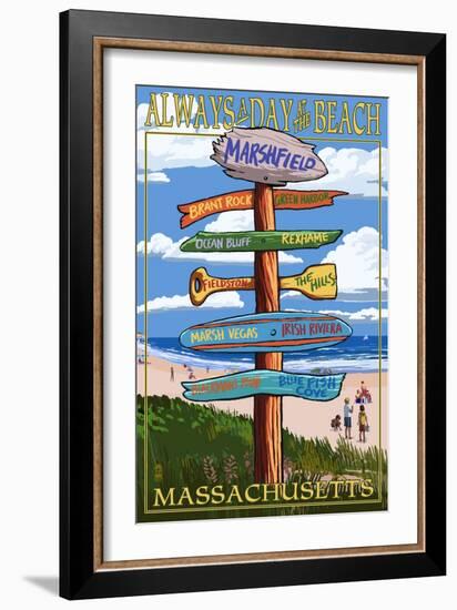 Marshfield, Massachusetts - Sign Destinations-Lantern Press-Framed Art Print