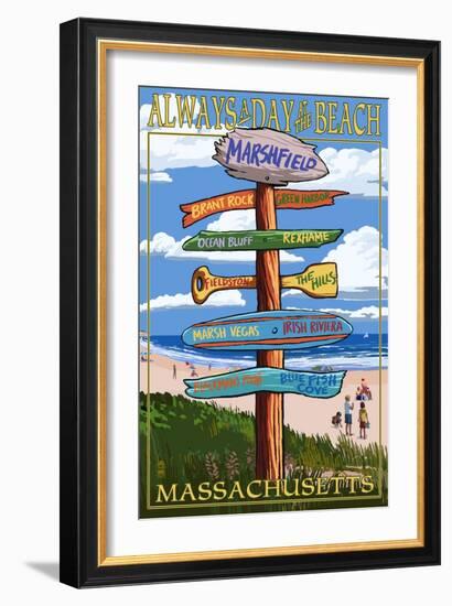 Marshfield, Massachusetts - Sign Destinations-Lantern Press-Framed Art Print