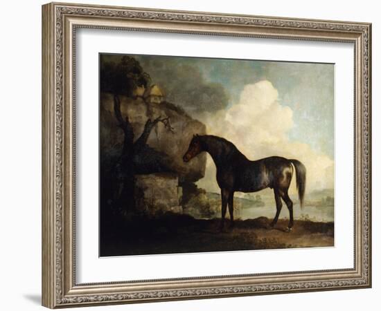 Marske', a Dark Bay Racehorse, in a Rocky River Landscape-George Stubbs-Framed Giclee Print