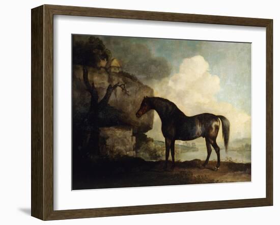 Marske', a Dark Bay Racehorse, in a Rocky River Landscape-George Stubbs-Framed Giclee Print