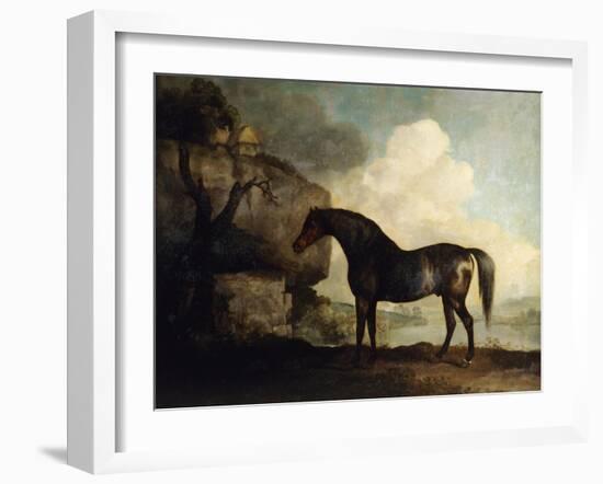 Marske', a Dark Bay Racehorse, in a Rocky River Landscape-George Stubbs-Framed Giclee Print