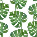 Watercolor Monstera Leaf Pattern-mart_m-Framed Stretched Canvas