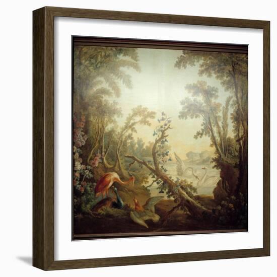 Marteau Lounge Sign: Swan Landscape. Jean Baptiste Huet (1745-1811) and Jean Honore Fragonard (1732-Jean-Honore Fragonard-Framed Giclee Print
