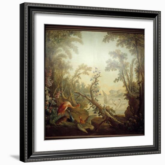 Marteau Lounge Sign: Swan Landscape. Jean Baptiste Huet (1745-1811) and Jean Honore Fragonard (1732-Jean-Honore Fragonard-Framed Giclee Print