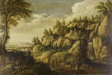 Mountainous Landscape with Town and Resting Couple, Ca. 1610-Marten Ryckaert-Framed Giclee Print