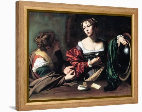 Martha and Mary Magdalene, C. 1598-Caravaggio-Framed Premier Image Canvas