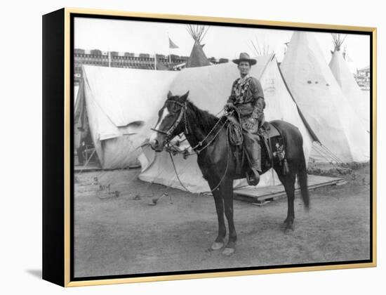 Martha Canary "Calamity Jane" on Horseback Photograph-Lantern Press-Framed Stretched Canvas