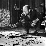 Painter Jackson Pollock Working in His Studio, Cigarette in Mouth, Dropping Paint Onto Canvas-Martha Holmes-Premier Image Canvas