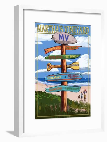 Martha's Vineyard - Destination Sign-Lantern Press-Framed Art Print