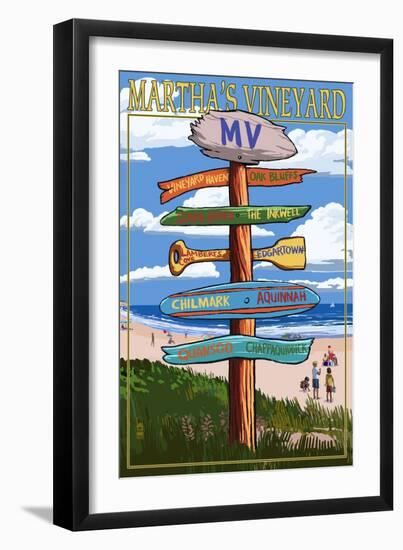 Martha's Vineyard - Destination Sign-Lantern Press-Framed Art Print