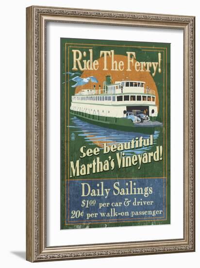 Martha's Vineyard, Massachusetts - Ferry Ride-Lantern Press-Framed Art Print