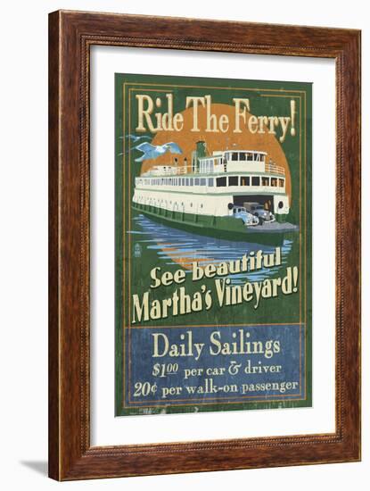 Martha's Vineyard, Massachusetts - Ferry Ride-Lantern Press-Framed Art Print