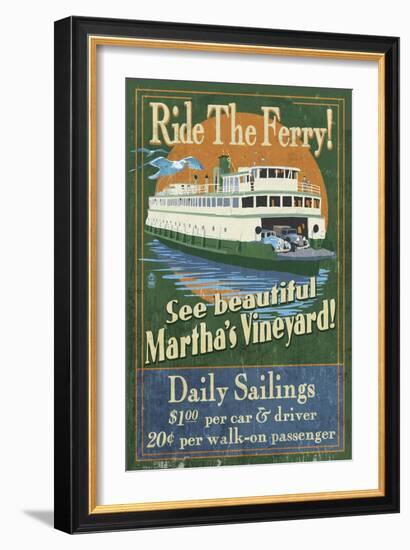 Martha's Vineyard, Massachusetts - Ferry Ride-Lantern Press-Framed Art Print