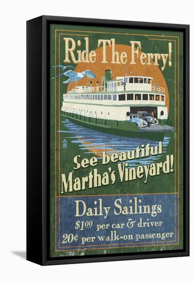 Martha's Vineyard, Massachusetts - Ferry Ride-Lantern Press-Framed Stretched Canvas