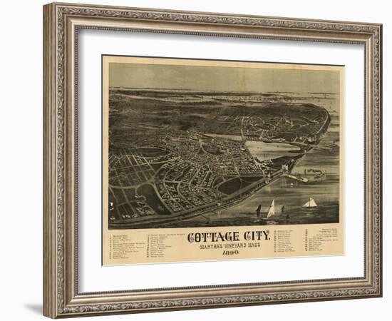 Martha's Vineyard, Massachusetts - Panoramic Map-Lantern Press-Framed Art Print