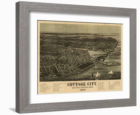 Martha's Vineyard, Massachusetts - Panoramic Map-Lantern Press-Framed Art Print