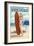 Martha's Vineyard, Massachusetts - Pinup Girl Surfer-Lantern Press-Framed Art Print
