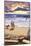 Martha's Vineyard, Massachusetts - Sunset and Beach Scene-Lantern Press-Mounted Art Print