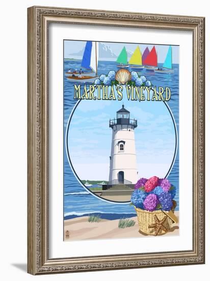 Martha's Vineyard - Montage Scenes-Lantern Press-Framed Art Print