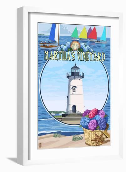 Martha's Vineyard - Montage Scenes-Lantern Press-Framed Art Print