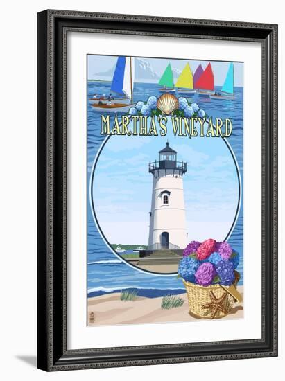 Martha's Vineyard - Montage Scenes-Lantern Press-Framed Art Print