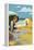 Martha's Vineyard - Woman on Beach-Lantern Press-Framed Stretched Canvas