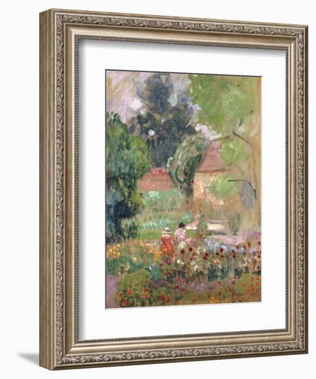 Marthe, Nono and Pierre in the Garden-Henri Lebasque-Framed Giclee Print