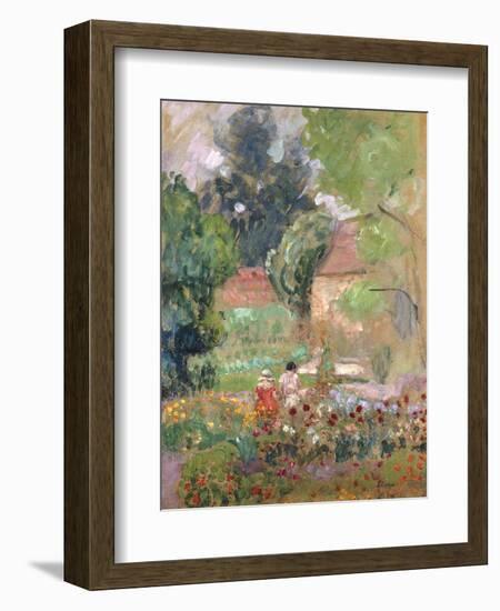 Marthe, Nono and Pierre in the Garden-Henri Lebasque-Framed Giclee Print