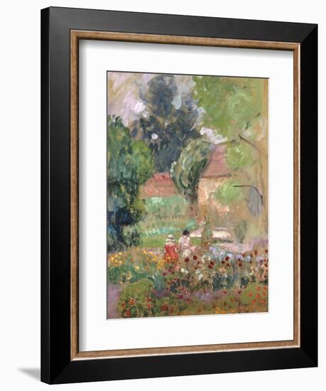 Marthe, Nono and Pierre in the Garden-Henri Lebasque-Framed Giclee Print