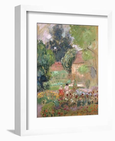 Marthe, Nono and Pierre in the Garden-Henri Lebasque-Framed Giclee Print