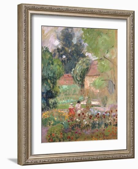 Marthe, Nono and Pierre in the Garden-Henri Lebasque-Framed Giclee Print